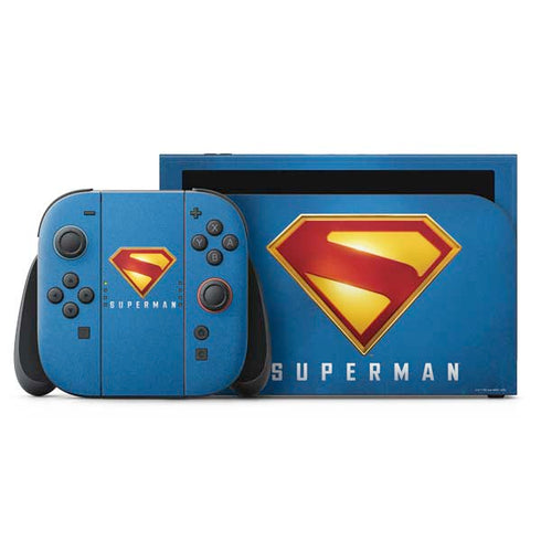 Superman 2025 Classic Superman Shield Emblem Nintendo Switch 2 (2025) with Joy-Con Skin
